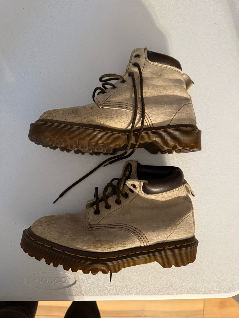 Vintage Dr. Martens Lace Up combat boots Beige made in England Size 4